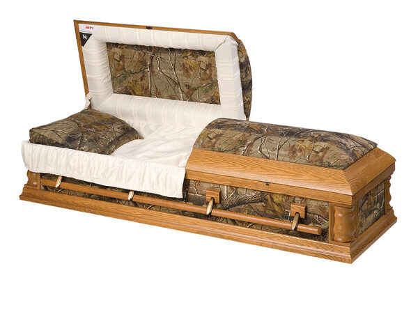 Camo, casket, Oak