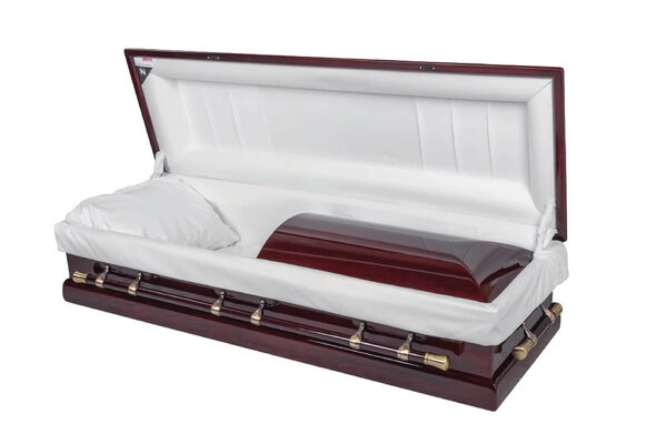Pagoda Full Couch, casket, Mahogany
