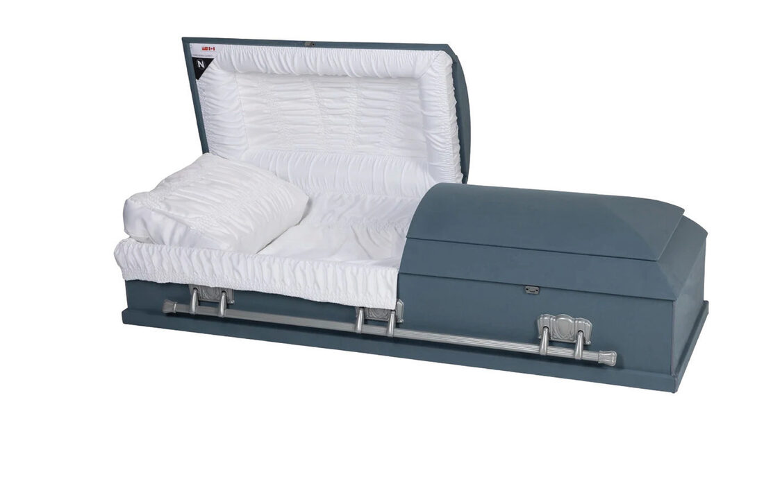 Plain Blue Cloth, casket in 